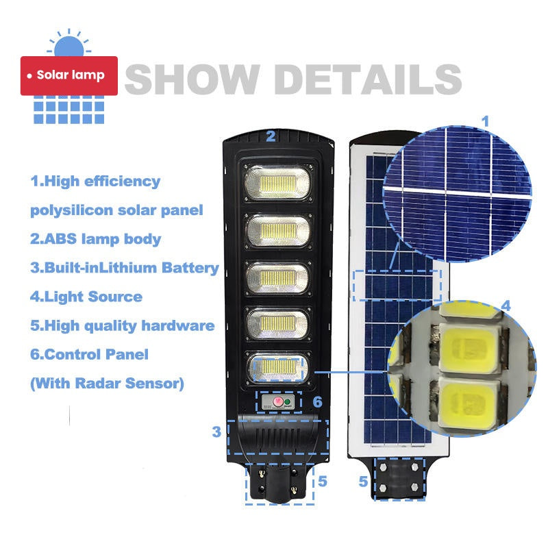High-Power Solar Street Light for Outdoor Use | Waterproof LED Lighting for Garden, Yard, and Rural Roads
