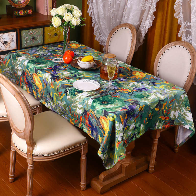 Luxury Vintage Tablecloth - Rectangular American-Style Table Cover for Dining & Coffee Tables