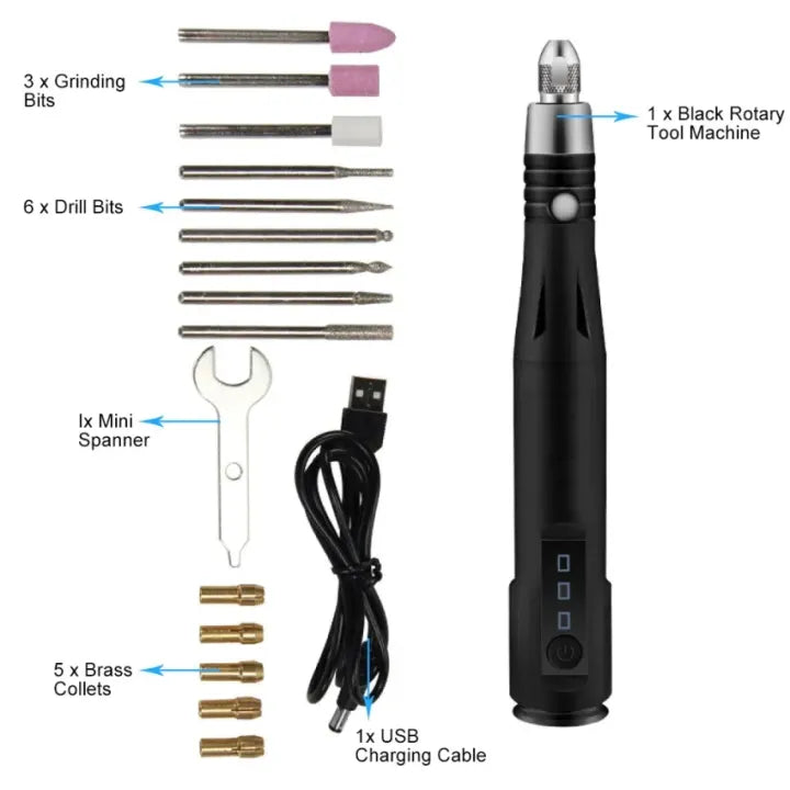 3-Speed Adjustable Handheld Electric Carving Pen DIY Engraving Tool Kit