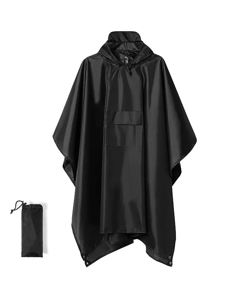 3-in-1 Outdoor Poncho Raincoat - Waterproof Cape, Tent, and Ground Mat for Hiking