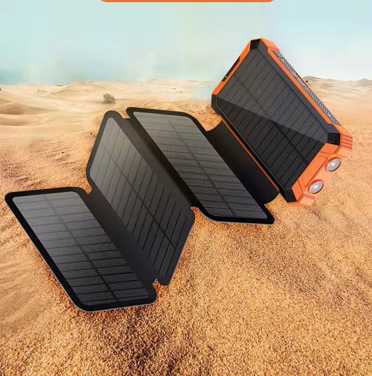 20000mAh Solar Panel Waterproof Outdoor Camping LED Built in Cables Wireless Solar Power Bank