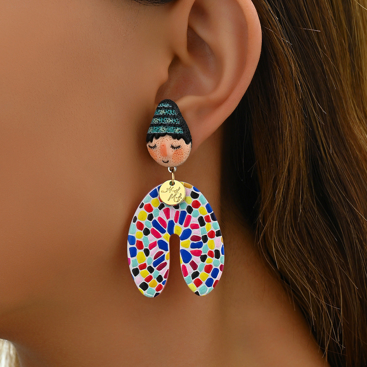 2025 Cartoon Character Stud Earrings – Handcrafted Indie-Style Doll Design for All Genders