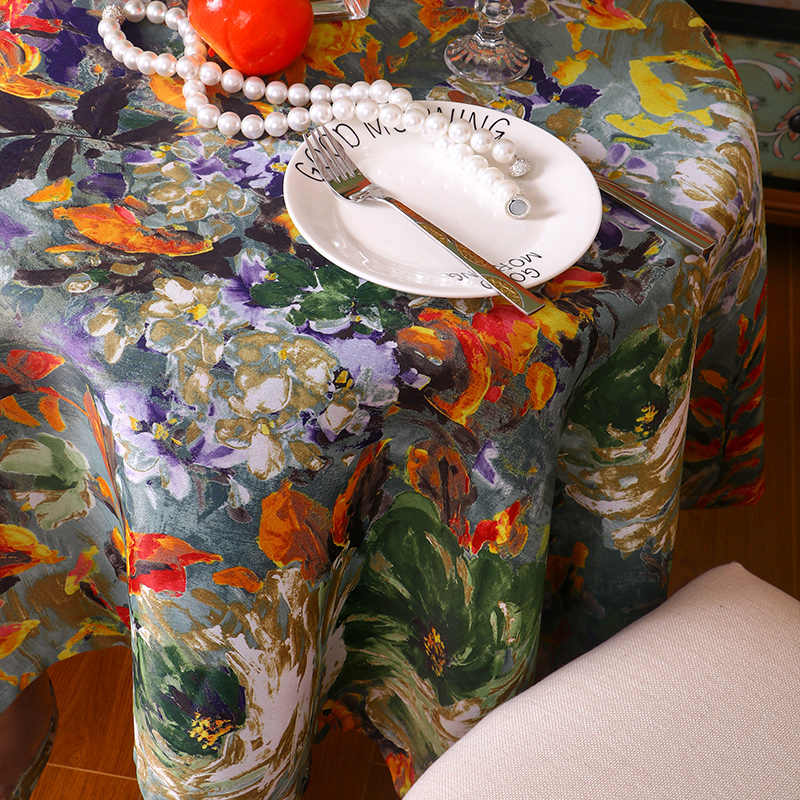 Luxury Vintage Tablecloth - Rectangular American-Style Table Cover for Dining & Coffee Tables