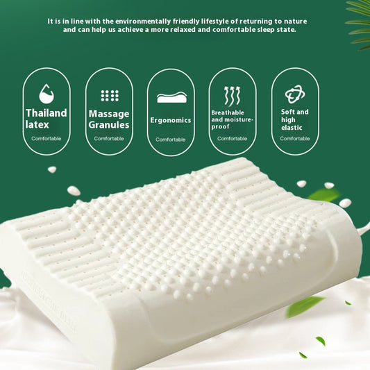 Thai Natural Latex Pillow Orthopedic Neck Support High Low Massage Contours