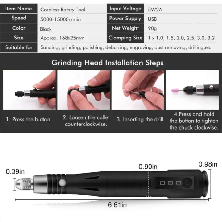3-Speed Adjustable Handheld Electric Carving Pen DIY Engraving Tool Kit