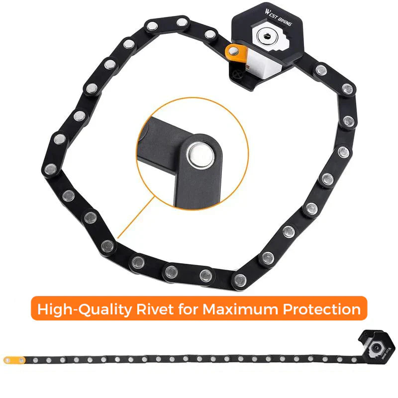 Foldable Bike Lock with Keys - Anti-Theft Alloy U-Lock and Chain