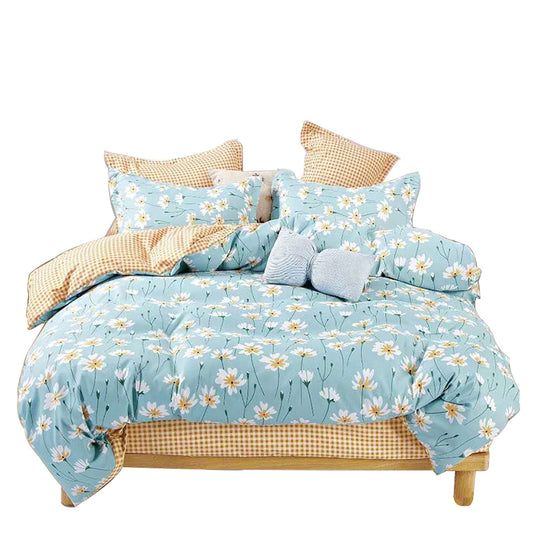 Soft Washed Microfiber Bedding Set | 4-Piece Floral Design Duvet Cover Set