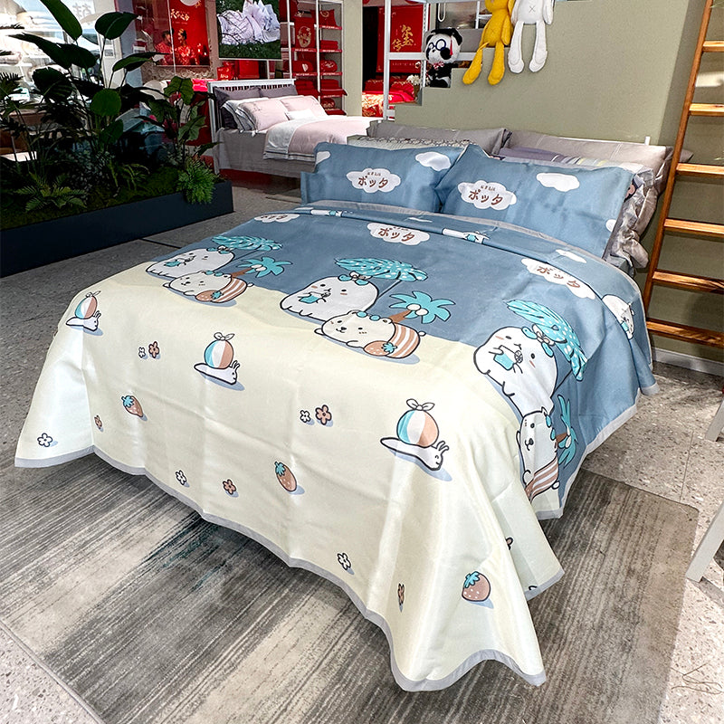 Ice Silk Summer 3-Piece Bedding Set – Cool, Breathable & Stylish