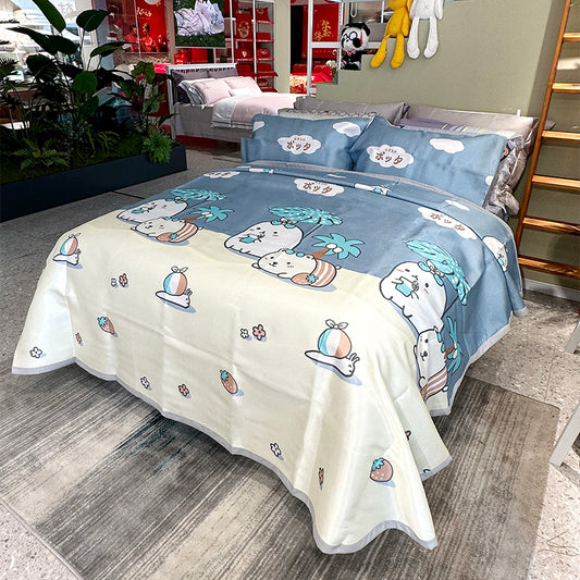 Ice Silk Summer 3-Piece Bedding Set – Cool, Breathable & Stylish