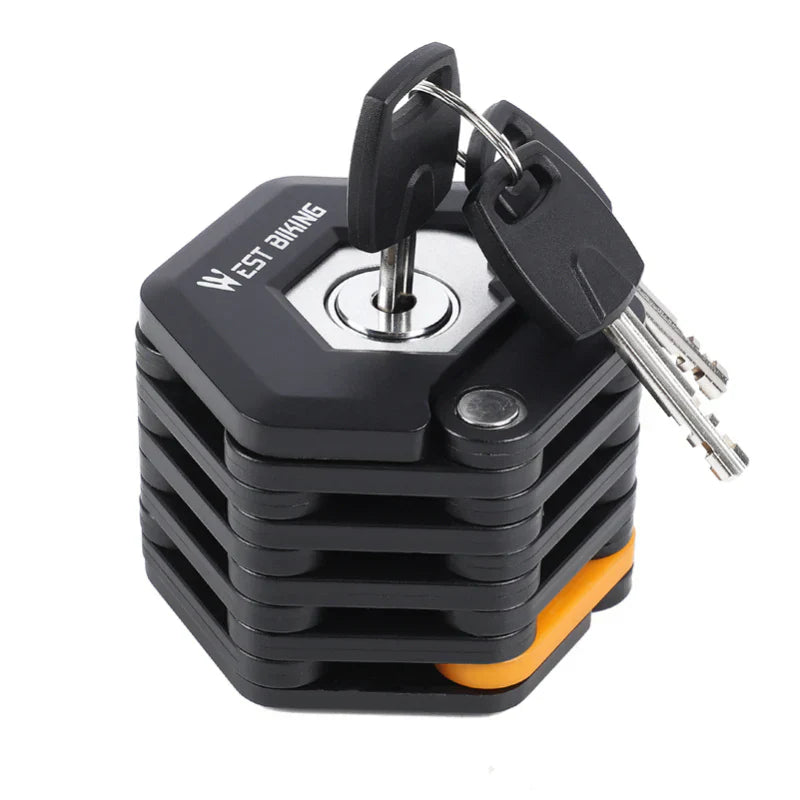 Foldable Bike Lock with Keys - Anti-Theft Alloy U-Lock and Chain