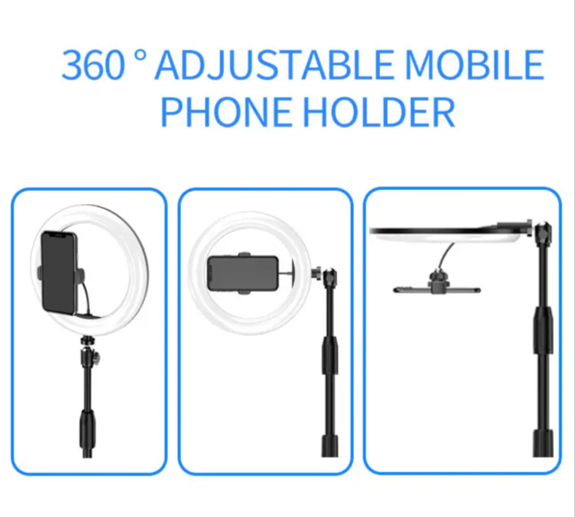 360 adjustable professional led ring light retractable mobile phone stands