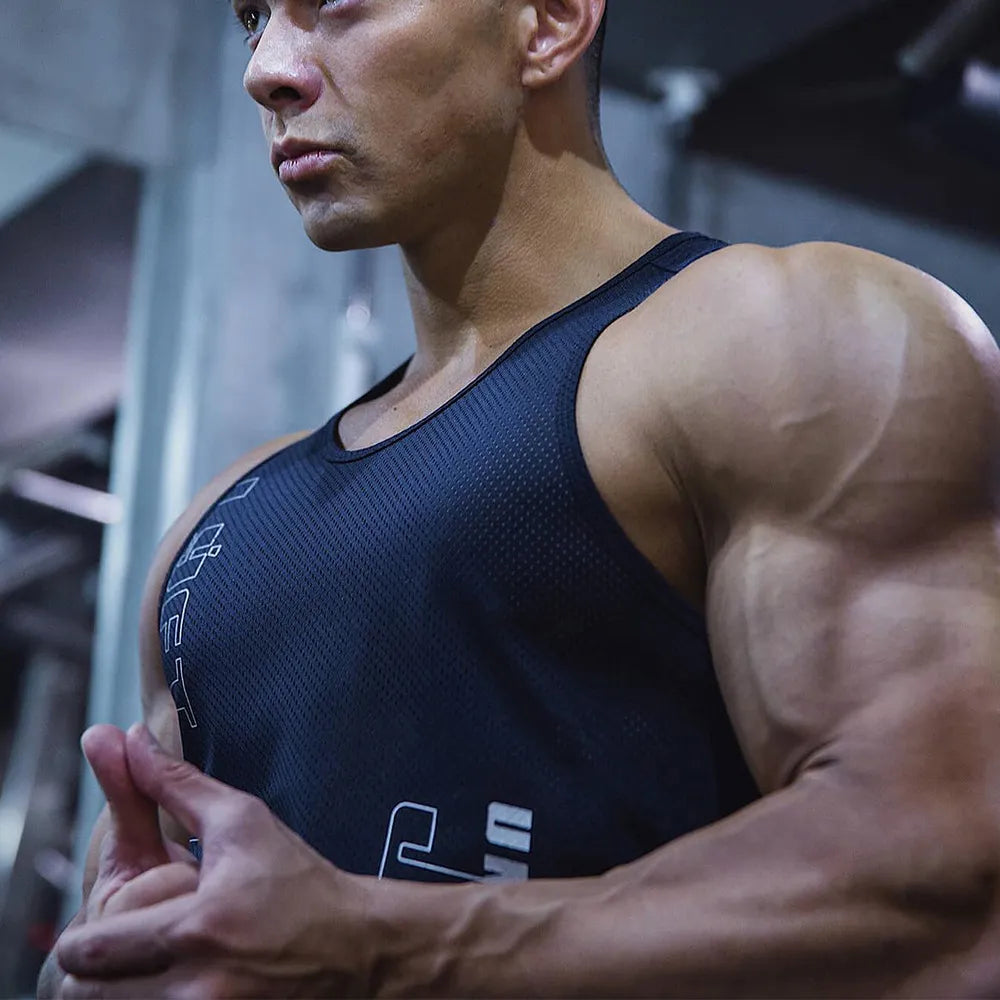 Men's Summer Sleeveless Fitness Tank Top - Breathable Vest for Running & Gym
