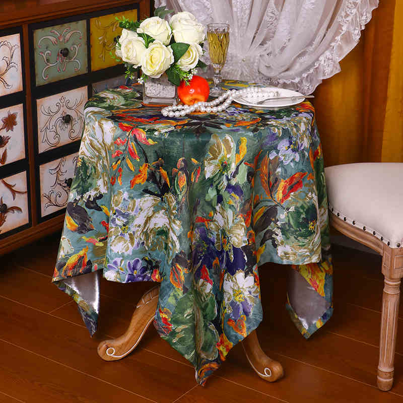 Luxury Vintage Tablecloth - Rectangular American-Style Table Cover for Dining & Coffee Tables