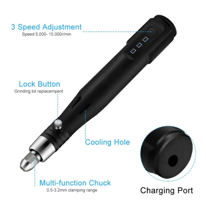 3-Speed Adjustable Handheld Electric Carving Pen DIY Engraving Tool Kit